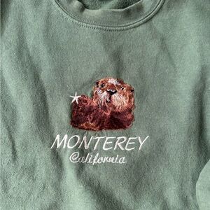 Green Monterey bay California otter embroidered sweatshirt